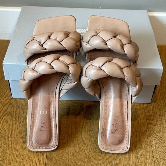 RAYE Braid Leather Strap & Sole Square-Toe Flat Slide Sandals (Nude) - Picture 8 of 16
